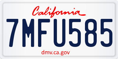 CA license plate 7MFU585