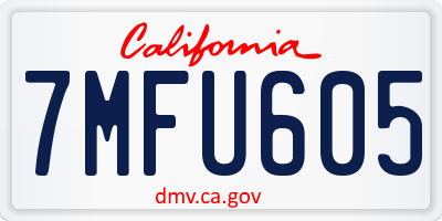 CA license plate 7MFU605