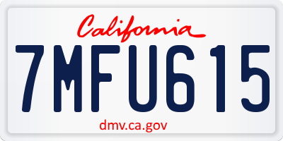 CA license plate 7MFU615