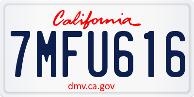 CA license plate 7MFU616