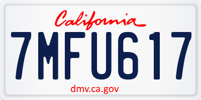 CA license plate 7MFU617