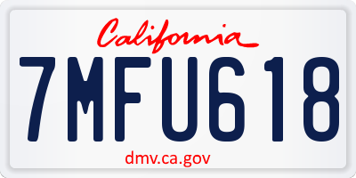 CA license plate 7MFU618