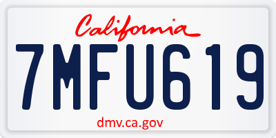 CA license plate 7MFU619