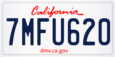 CA license plate 7MFU620