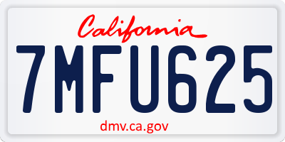 CA license plate 7MFU625