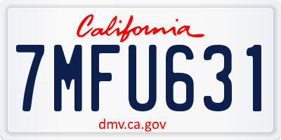CA license plate 7MFU631