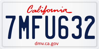 CA license plate 7MFU632