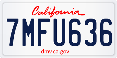 CA license plate 7MFU636