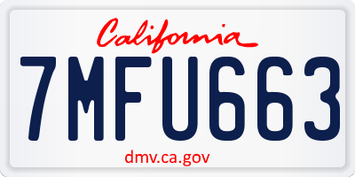 CA license plate 7MFU663