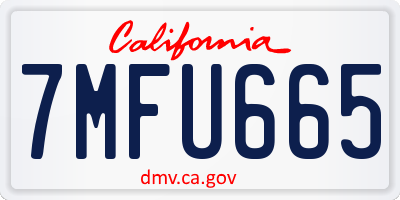 CA license plate 7MFU665