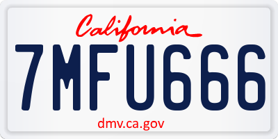 CA license plate 7MFU666
