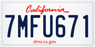 CA license plate 7MFU671