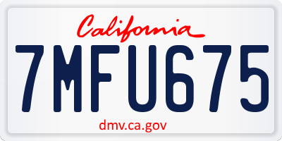 CA license plate 7MFU675