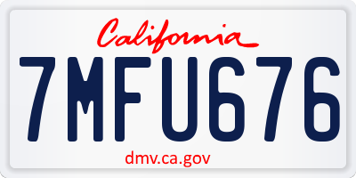 CA license plate 7MFU676