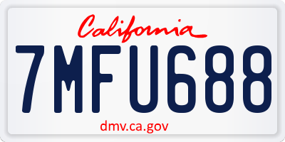 CA license plate 7MFU688
