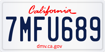 CA license plate 7MFU689