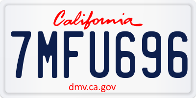 CA license plate 7MFU696