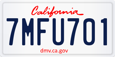 CA license plate 7MFU701