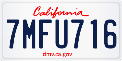 CA license plate 7MFU716