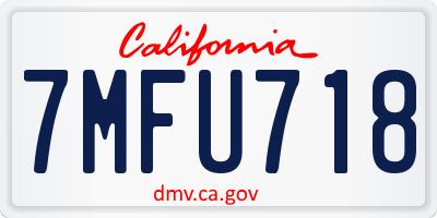 CA license plate 7MFU718
