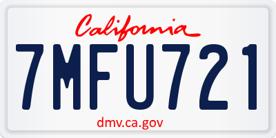 CA license plate 7MFU721