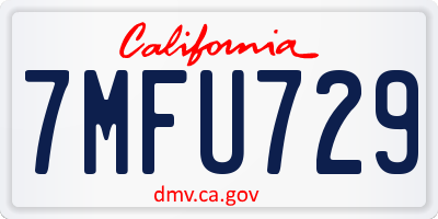 CA license plate 7MFU729