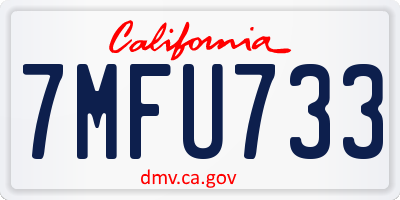 CA license plate 7MFU733