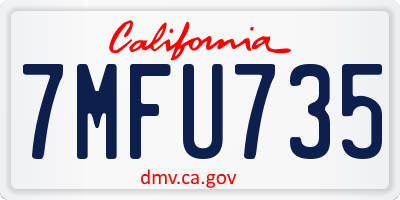 CA license plate 7MFU735