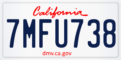 CA license plate 7MFU738