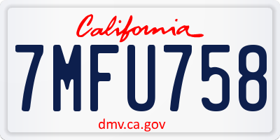 CA license plate 7MFU758