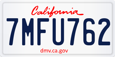 CA license plate 7MFU762