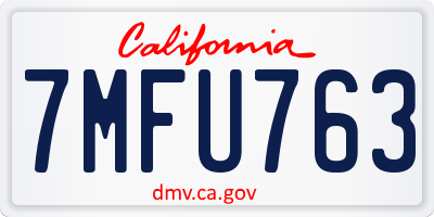 CA license plate 7MFU763