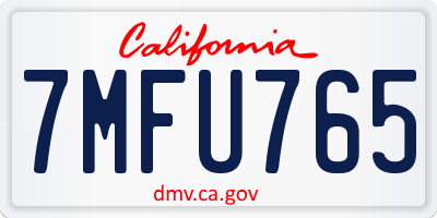 CA license plate 7MFU765