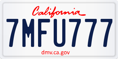 CA license plate 7MFU777
