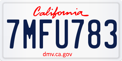 CA license plate 7MFU783