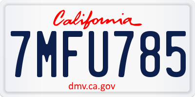 CA license plate 7MFU785