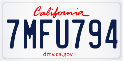 CA license plate 7MFU794