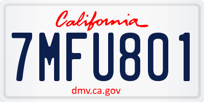 CA license plate 7MFU801