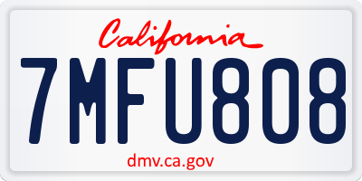 CA license plate 7MFU808