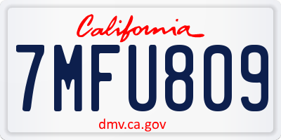 CA license plate 7MFU809