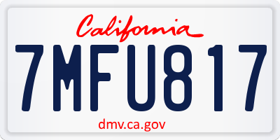 CA license plate 7MFU817