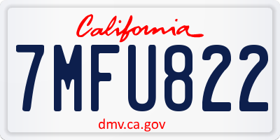 CA license plate 7MFU822