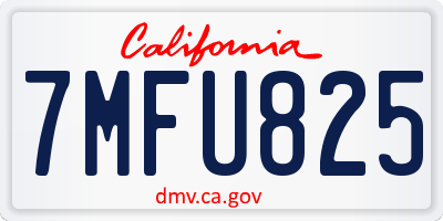 CA license plate 7MFU825