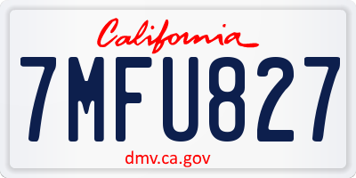 CA license plate 7MFU827