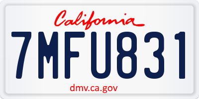 CA license plate 7MFU831