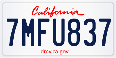 CA license plate 7MFU837