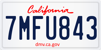 CA license plate 7MFU843