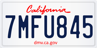 CA license plate 7MFU845