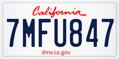 CA license plate 7MFU847