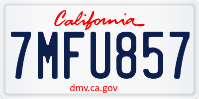 CA license plate 7MFU857